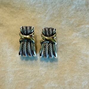 David Yurman Crossover Stud Earrings Sterling / 18K Yellow Gold